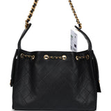 Chanel Small 25 Hobo Bag Black Caviar Antique Gold Hardware