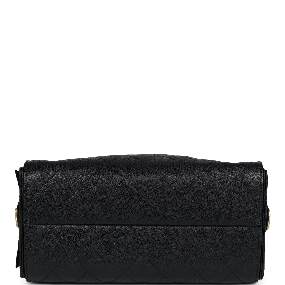 Chanel Small 25 Hobo Bag Black Caviar Antique Gold Hardware
