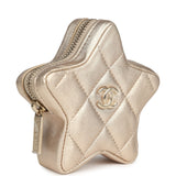 Chanel Walk Of Fame Star Clip-On Coin Purse Metallic Gold Goatskin Light Gold Hardware