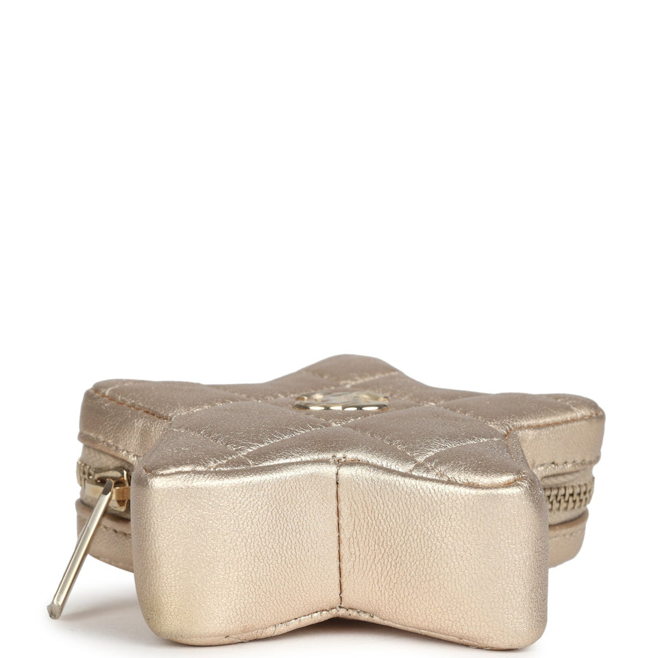 Chanel Walk Of Fame Star Clip-On Coin Purse Metallic Gold Goatskin Light Gold Hardware