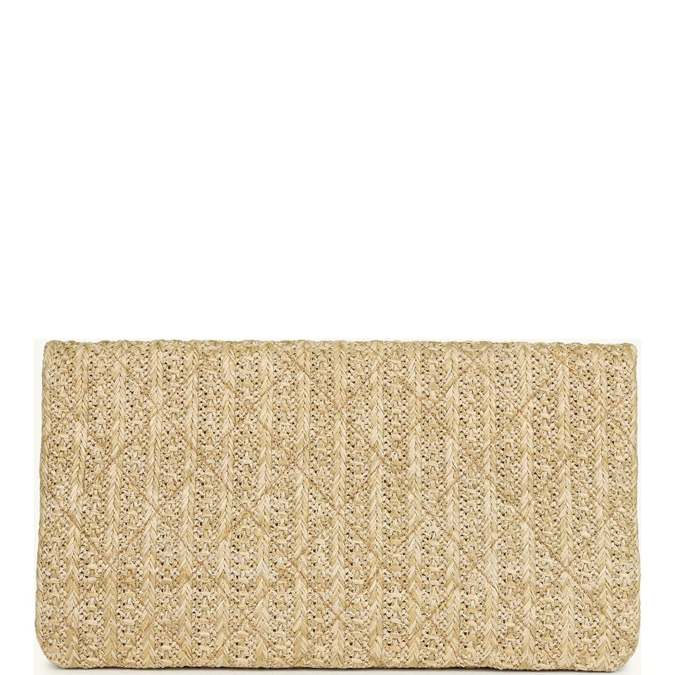 Chanel CC Woven Clutch Gold Natural Raffia Antique Gold Hardware