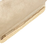 Chanel CC Woven Clutch Gold Natural Raffia Antique Gold Hardware