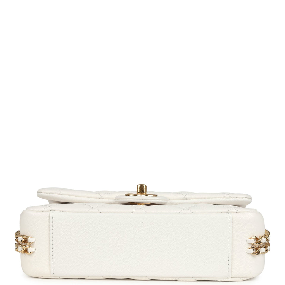 Chanel Mini CC You Flap Bag White Caviar Gold Hardware