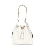 Chanel Medium 25 Hobo Bag White Caviar Antique Gold Hardware