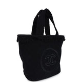 Chanel Coco Beach Tote Black Terry Cloth with Towel
