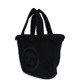 Chanel Coco Beach Tote Black Terry Cloth with Towel
