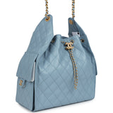 Chanel Medium 25 Hobo Bag Blue Caviar Antique Gold Hardware