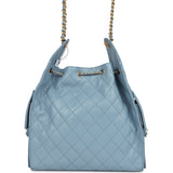 Chanel Medium 25 Hobo Bag Blue Caviar Antique Gold Hardware