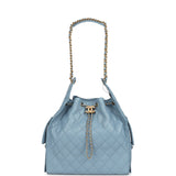 Chanel Medium 25 Hobo Bag Blue Caviar Antique Gold Hardware