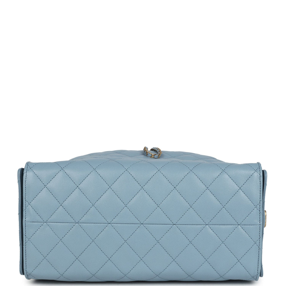 Chanel Medium 25 Hobo Bag Blue Caviar Antique Gold Hardware