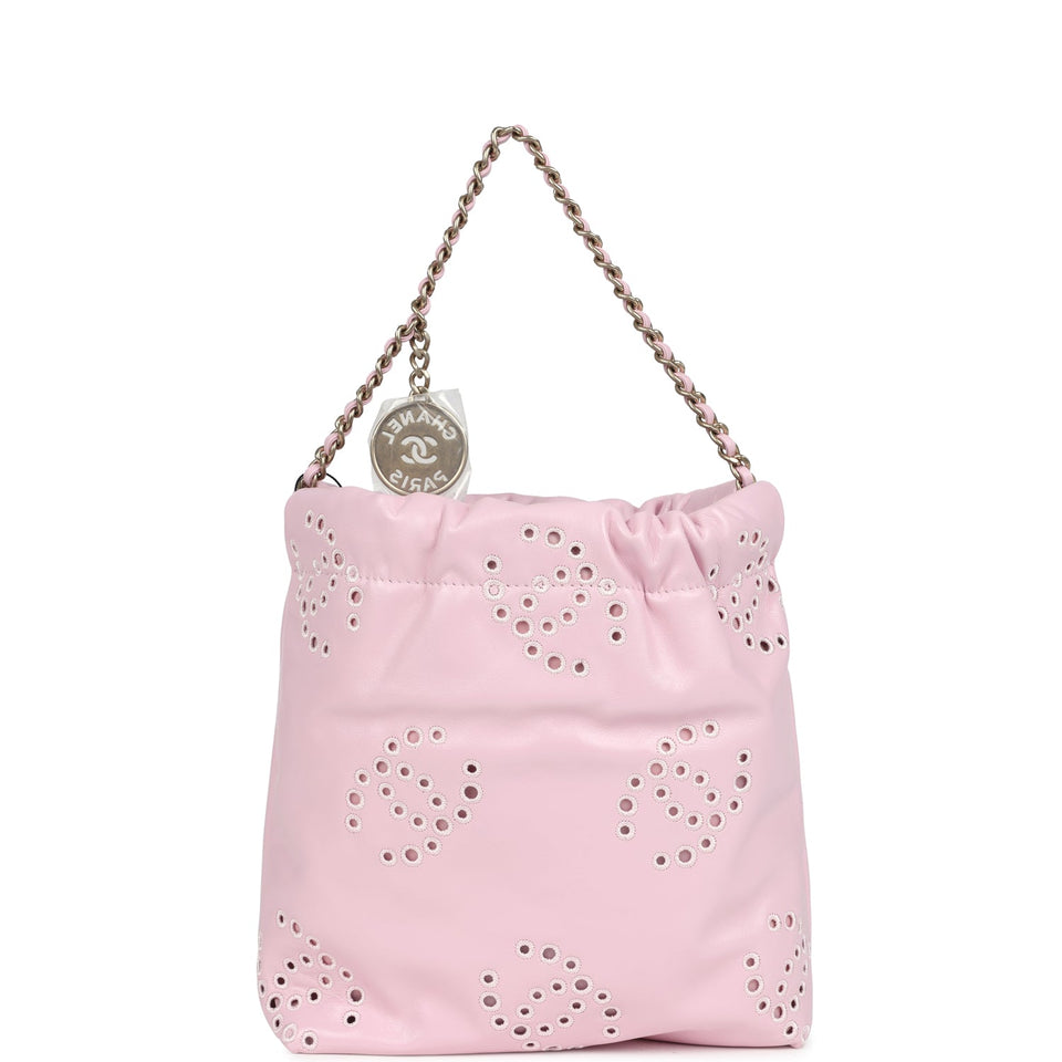 Chanel Mini 22 Bag Pink Shiny Calfskin Brushed Gold Hardware