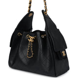 Chanel Small 25 Hobo Bag Black Caviar Antique Gold Hardware
