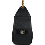 Chanel Small 25 Hobo Bag Black Caviar Antique Gold Hardware