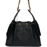 Chanel Small 25 Hobo Bag Black Caviar Antique Gold Hardware