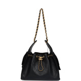 Chanel Small 25 Hobo Bag Black Caviar Antique Gold Hardware