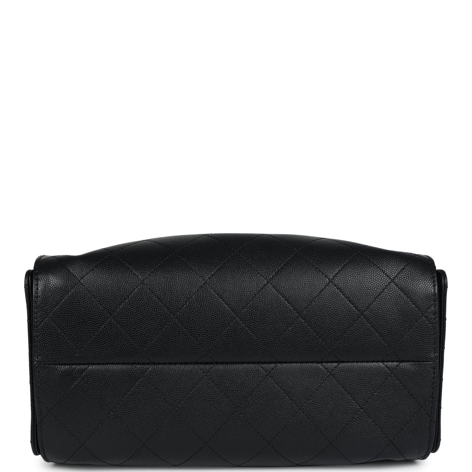 Chanel Small 25 Hobo Bag Black Caviar Antique Gold Hardware