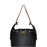Chanel Small 25 Hobo Bag Black Washed Denim Antique Gold Hardware