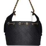 Chanel Small 25 Hobo Bag Black Washed Denim Antique Gold Hardware
