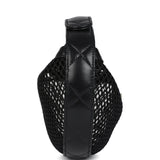 Chanel Mini Round Hobo Pouch Bag Black Mesh Light Gold Hardware