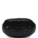 Chanel Mini Round Hobo Pouch Bag Black Mesh Light Gold Hardware