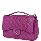 Chanel Medium Easy Carry Flap Bag Purple Python Silver Hardware