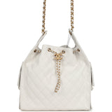 Chanel Medium 25 Hobo Bag White Caviar Antique Gold Hardware