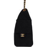 Chanel Small 25 Hobo Bag Black Washed Denim Antique Gold Hardware