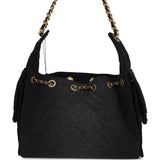 Chanel Small 25 Hobo Bag Black Washed Denim Antique Gold Hardware
