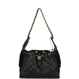 Chanel Small 25 Hobo Bag Black Caviar Antique Gold Hardware