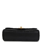 Chanel Small Top Handle Flap Bag Black Shiny Grained Calfskin Brushed Gold Hardware