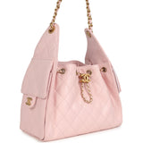 Chanel Small 25 Hobo Bag Light Pink Caviar Antique Gold Hardware