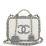 Chanel Medium CC Filigree Vanity Case Black and White Caviar Silver Hardware