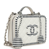 Chanel Medium CC Filigree Vanity Case Black and White Caviar Silver Hardware
