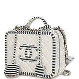 Chanel Medium CC Filigree Vanity Case Black and White Caviar Silver Hardware