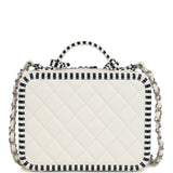 Chanel Medium CC Filigree Vanity Case Black and White Caviar Silver Hardware