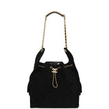 Chanel Large 25 Hobo Bag Black Suede Antique Gold Hardware