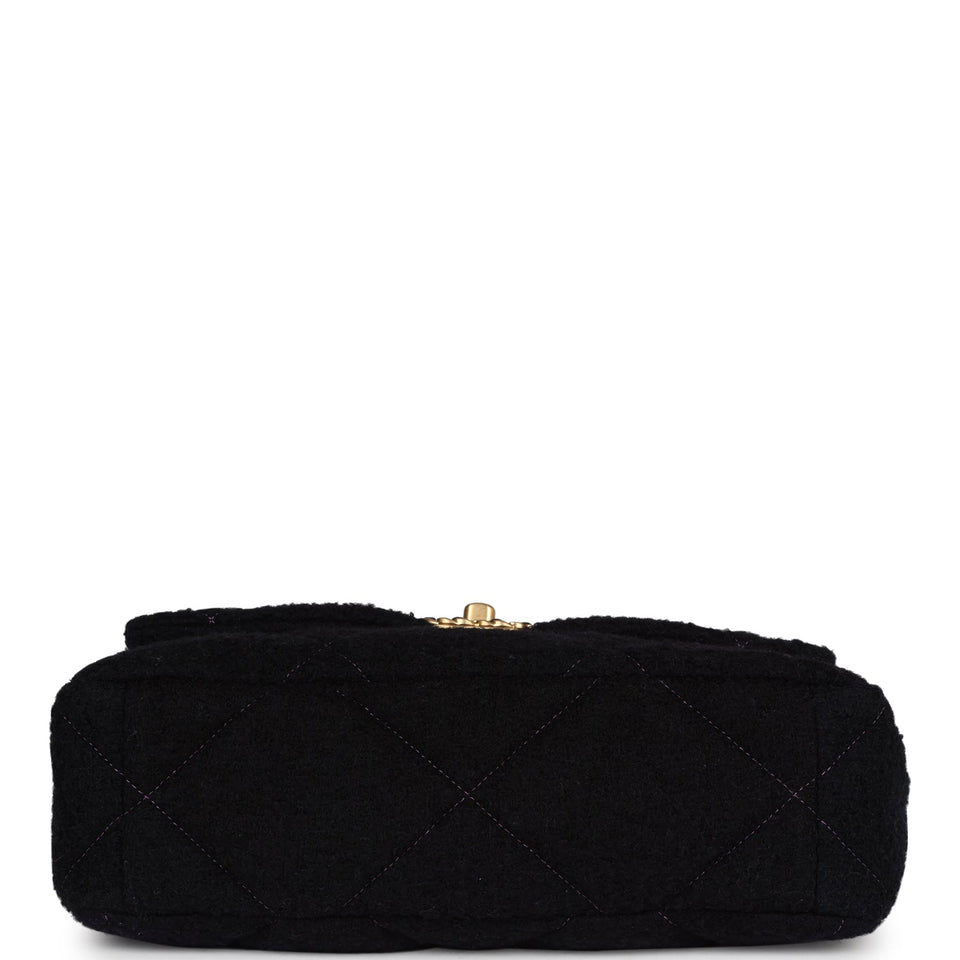 Chanel Large 19 Flap Bag Purple and Blue Wool Tweed Mixed Hardware