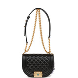 Chanel Small Boy Bag Messenger Black Caviar Antique Gold Hardware