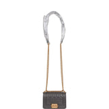 Chanel Mini Boy Bag Grey Caviar Antique Gold Hardware