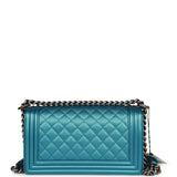 Chanel Medium Boy Bag Metallic Blue Caviar Ruthenium Hardware