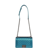 Chanel Medium Boy Bag Metallic Blue Caviar Ruthenium Hardware