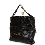 Chanel Medium 22 Bag Black Calfskin Aged Gold Hardware