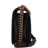 Chanel Medium Boy Bag Black Caviar Antique Gold Hardware