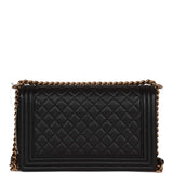 Chanel Medium Boy Bag Black Caviar Antique Gold Hardware