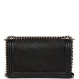Chanel Medium Boy Bag Black Python and Lambskin Brushed Silver Hardware