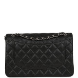 Chanel Jumbo Classic Double Flap Bag Black Caviar Silver Hardware