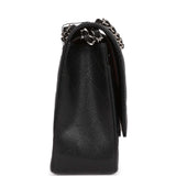 Chanel Maxi Classic Double Flap Bag Black Quilted Caviar Silver Hardware