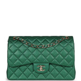 Chanel Jumbo Classic Double Flap Bag Emerald Green Caviar Light Gold Hardware