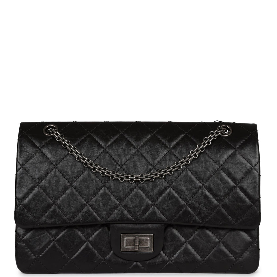Chanel Jumbo Reissue 227 2.55 Flap Bag Aged Calfskin Ruthenium Hardware