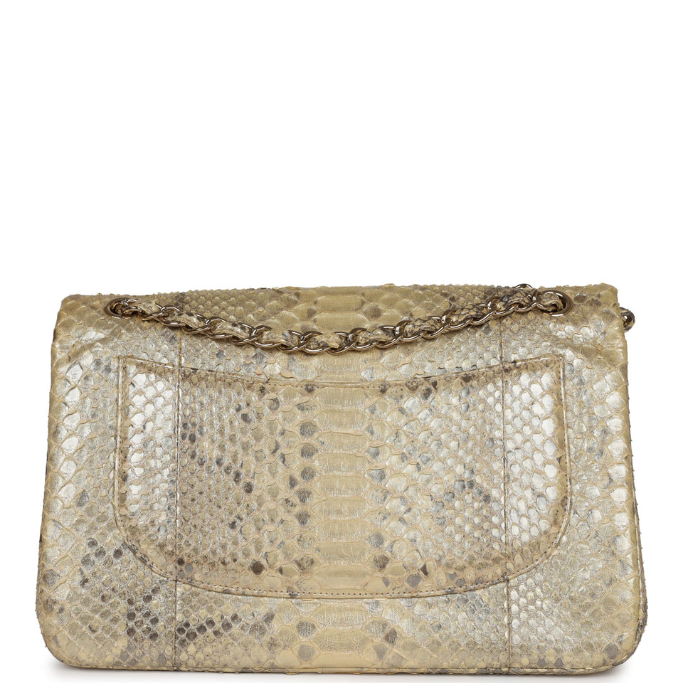 Chanel Jumbo Classic Double Flap Gold Metallic Python Gold Hardware
